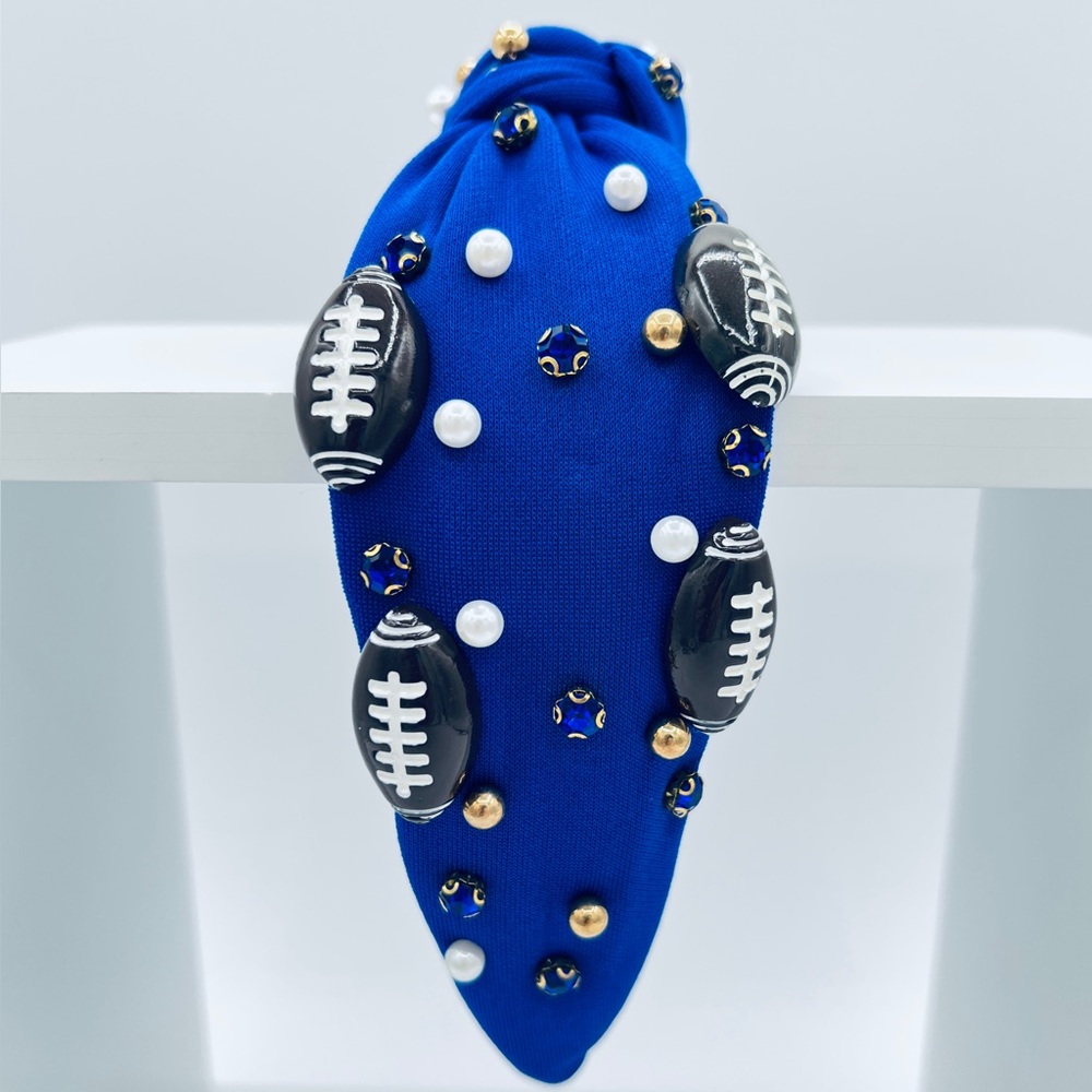 Blue Football Rhinestone Headband New
